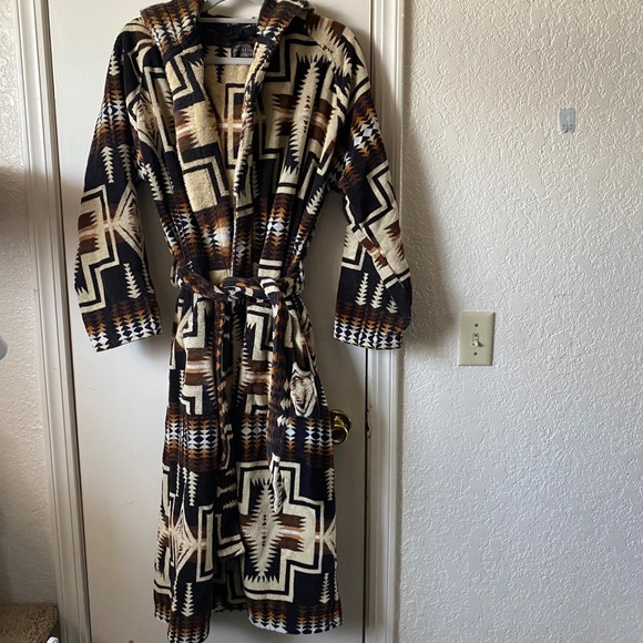 Pendleton Other - Pendleton Mens Harding Hooded Cotton Terry Robe Brown Tan Black S/M